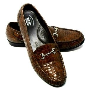 EUC SAS Tripad Comfort Cognac Croc Leather Shoes